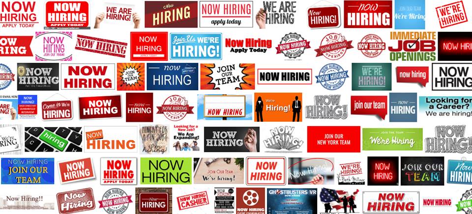 now hiring signs